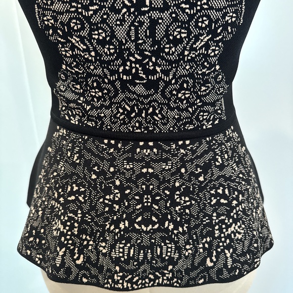 BCBGMaxAzria Like New Alonya Peplum Top- Size Medium; Black and Nude - Picture 5 of 7